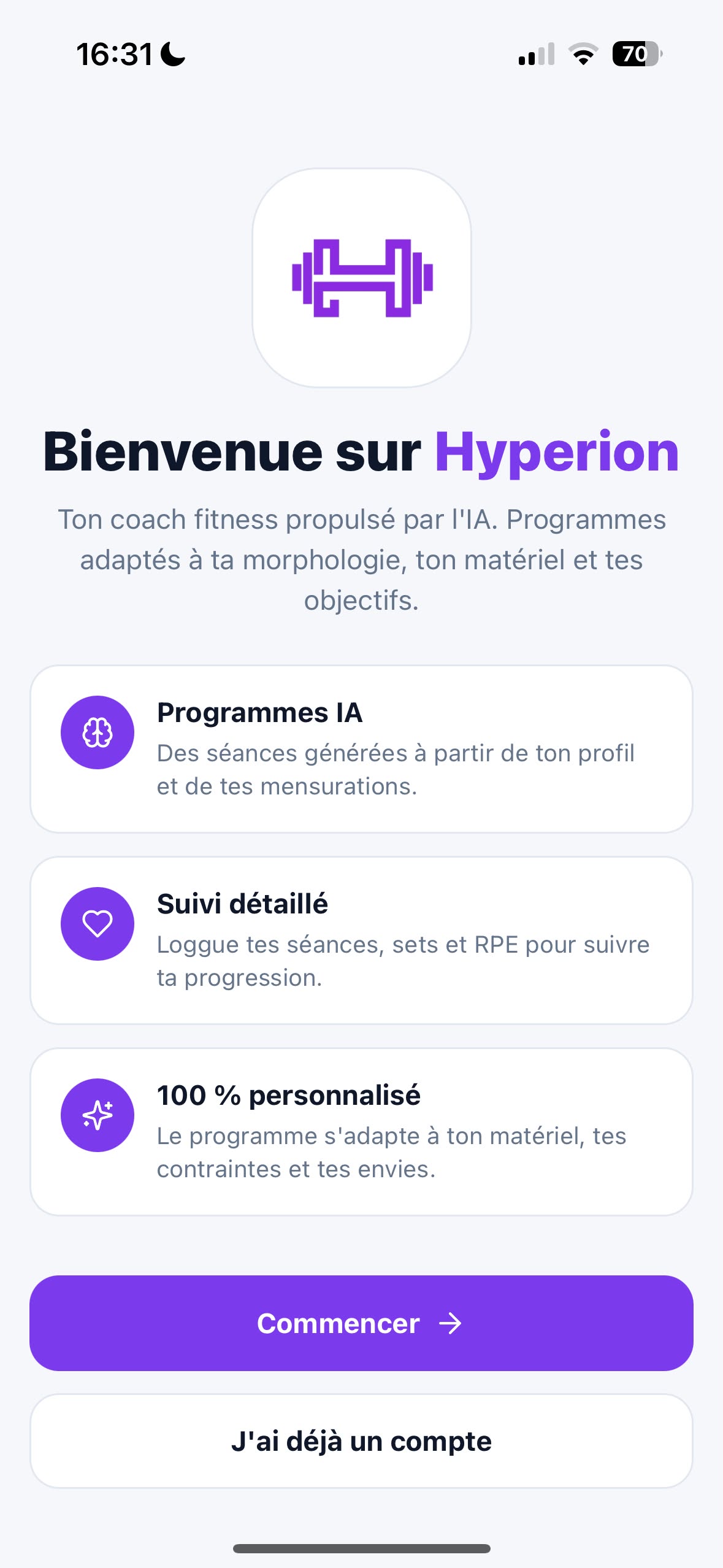 Programme de musculation personnalisé Hyperion